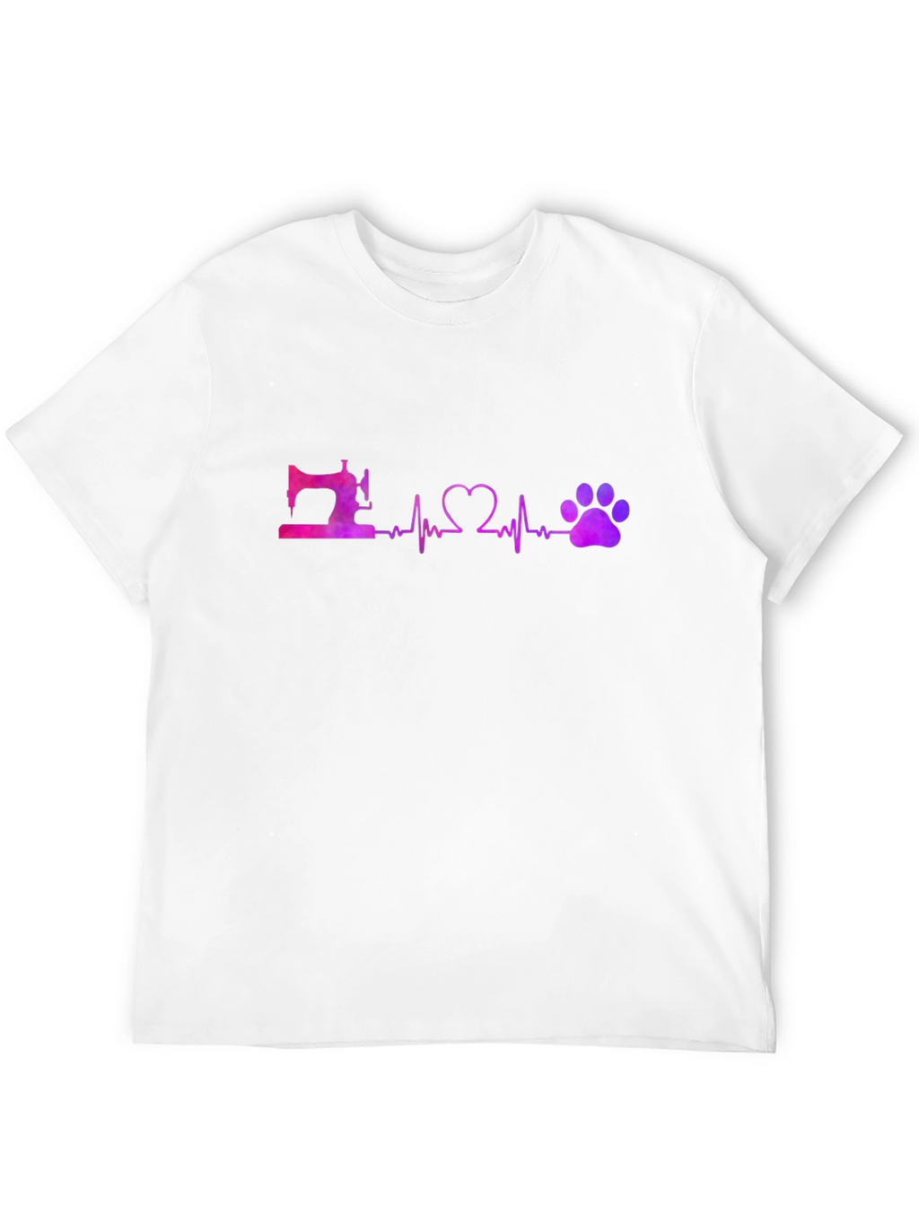 Sewing Heart and Paw Print Black T-Shirt