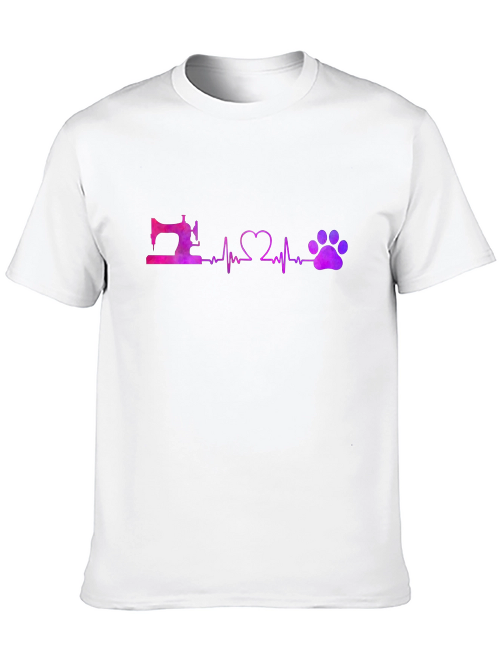 Sewing Heart and Paw Print Black T-Shirt