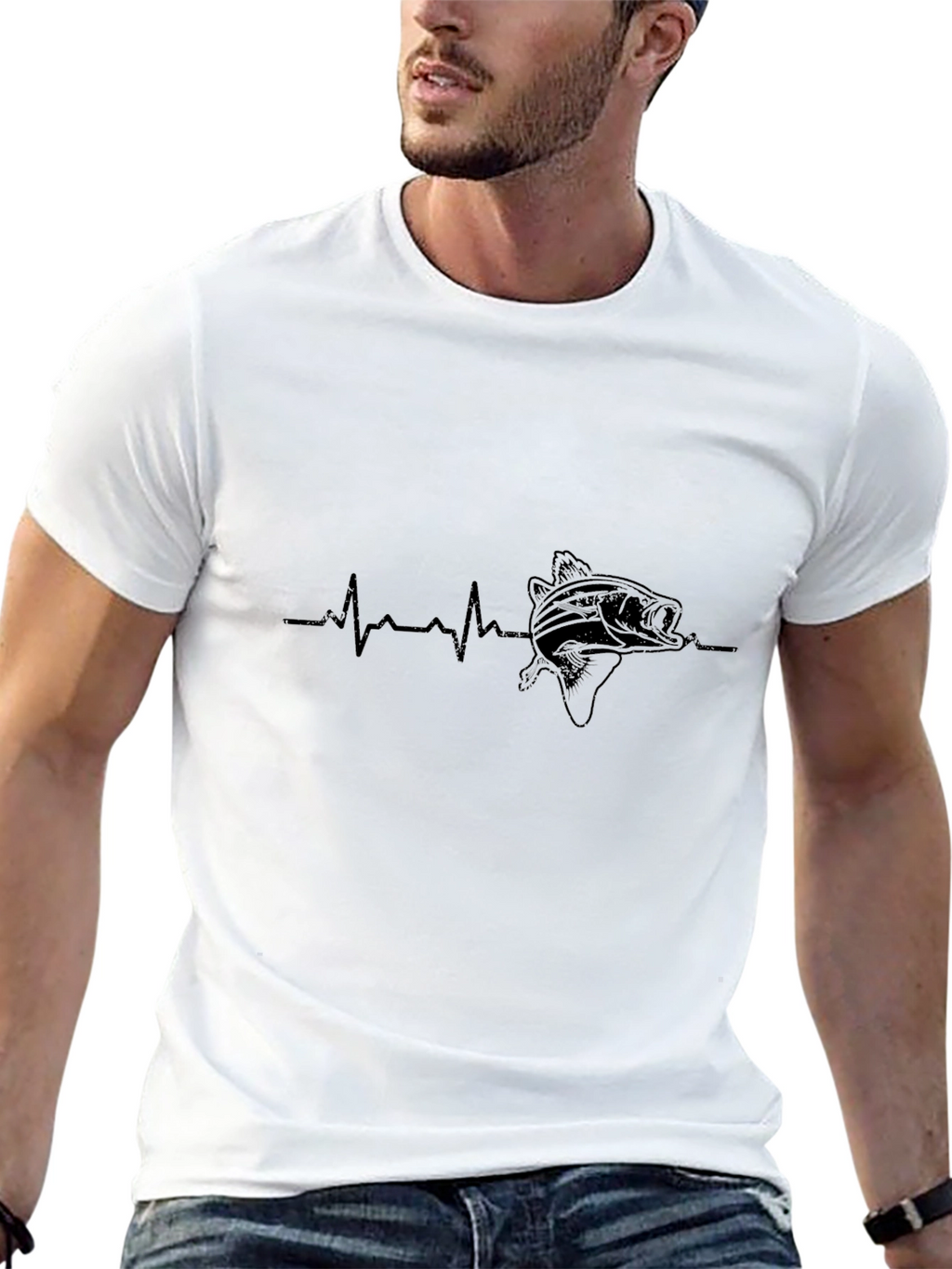 Fishing Heartbeat T-Shirt - Bass Angler Tee