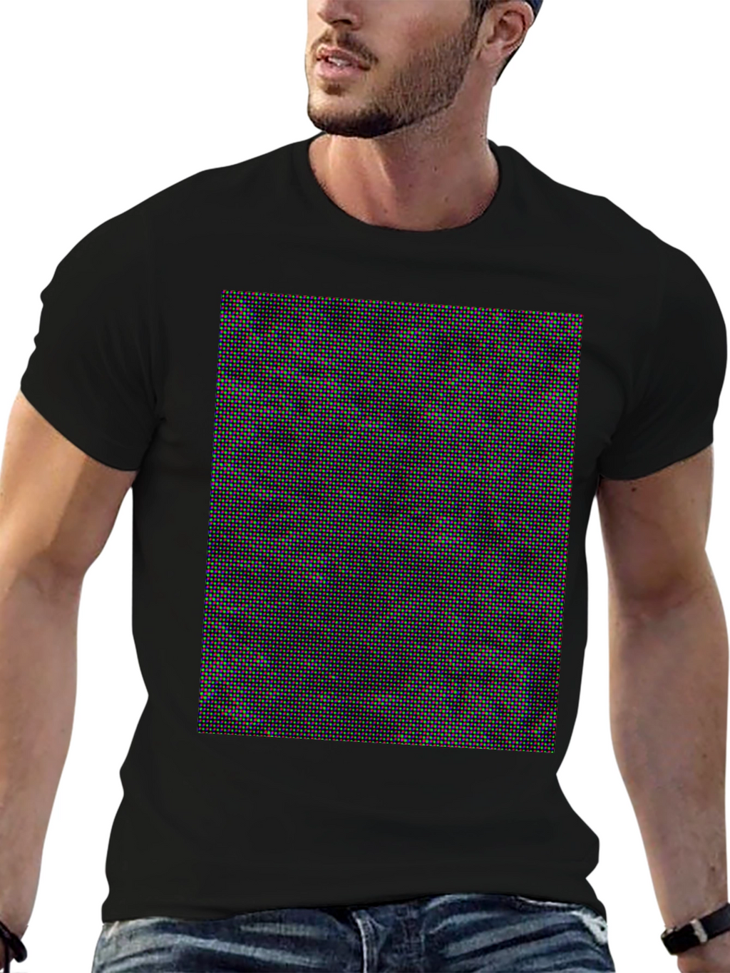 Pixel Pattern Black Tee - Modern Graphic T-Shirt