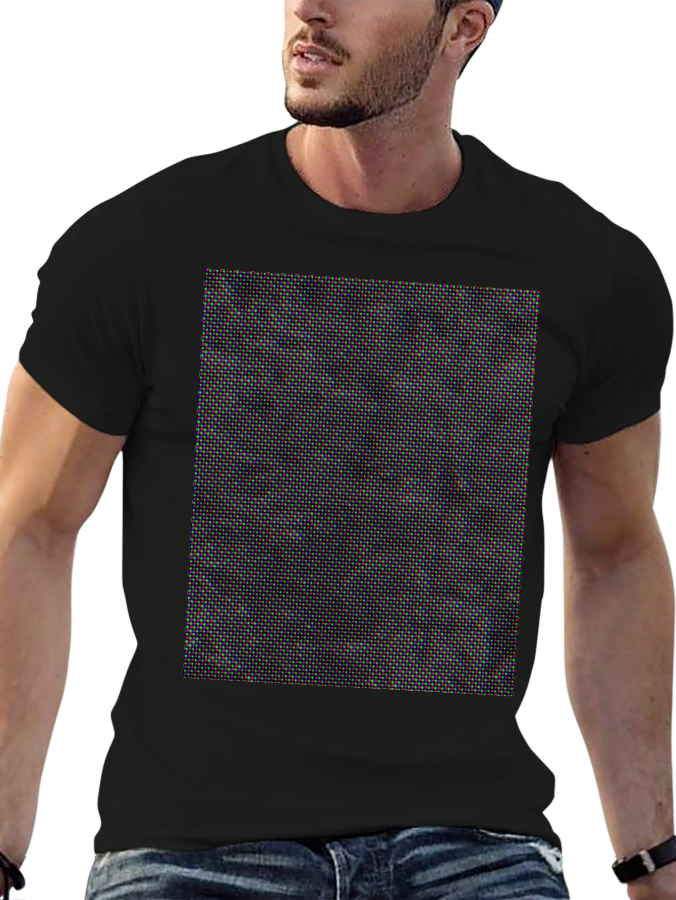 Pixel Pattern Black Tee - Modern Graphic T-Shirt