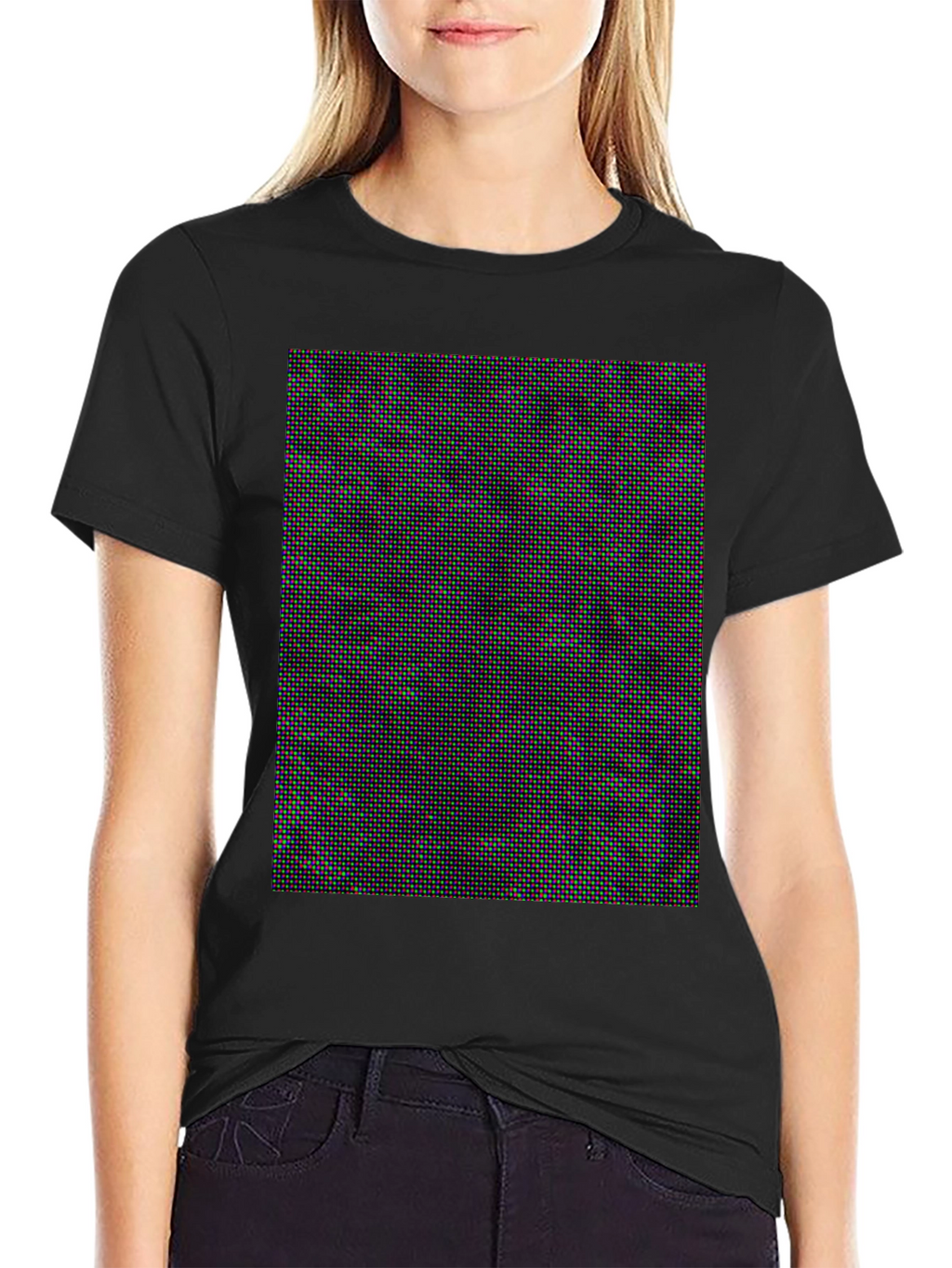 Pixel Pattern Black Tee - Modern Graphic T-Shirt