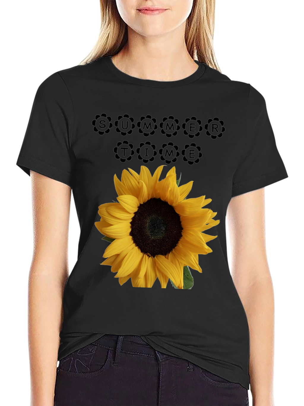 Sunflower Summertime Black T-Shirt