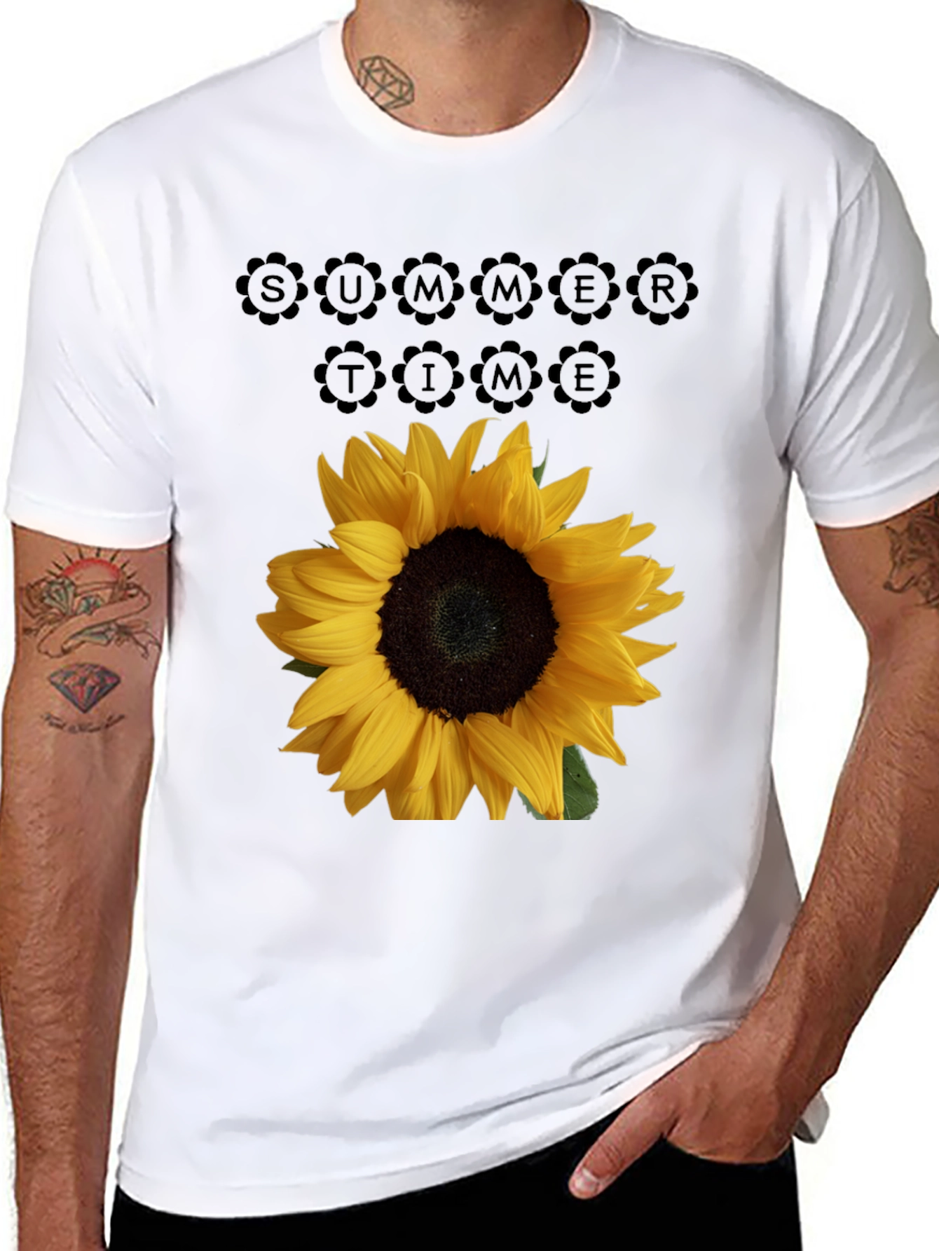 Sunflower Summertime Black T-Shirt