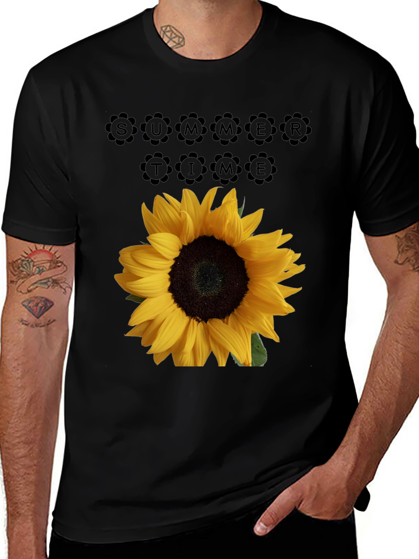Sunflower Summertime Black T-Shirt