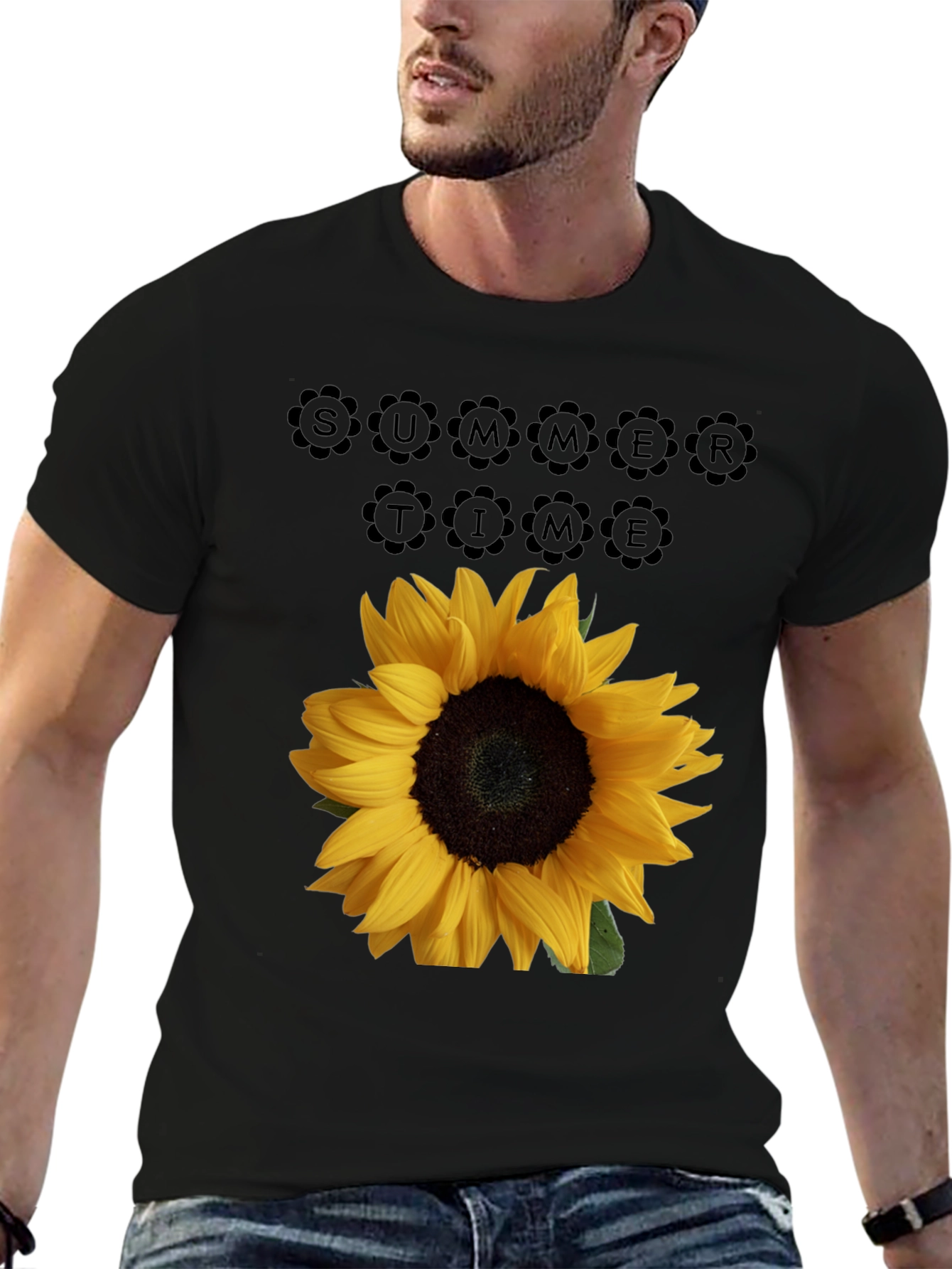 Sunflower Summertime Black T-Shirt