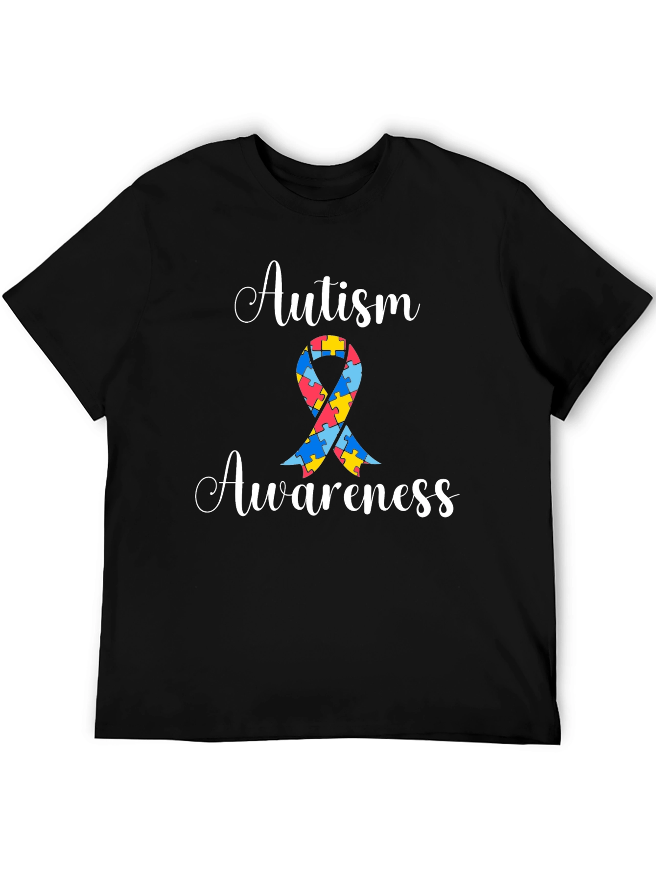 Autism Awareness Puzzle Ribbon Graphic Tee