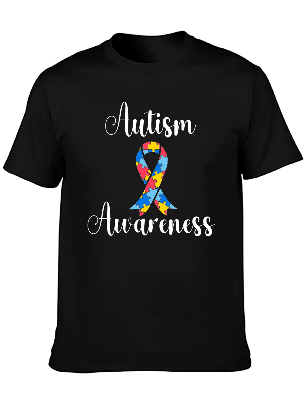 Autism Awareness Puzzle Ribbon Graphic Tee