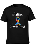 Autism Awareness Puzzle Ribbon Graphic Tee