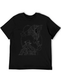Geometric Fish Graphic Tee - Black Cotton