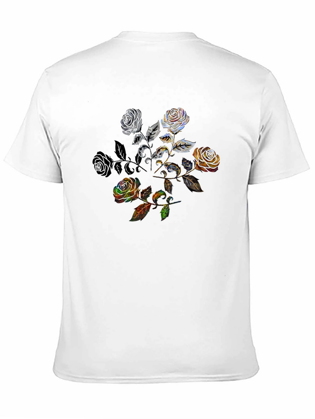 Floral Rose Graphic Black Tee