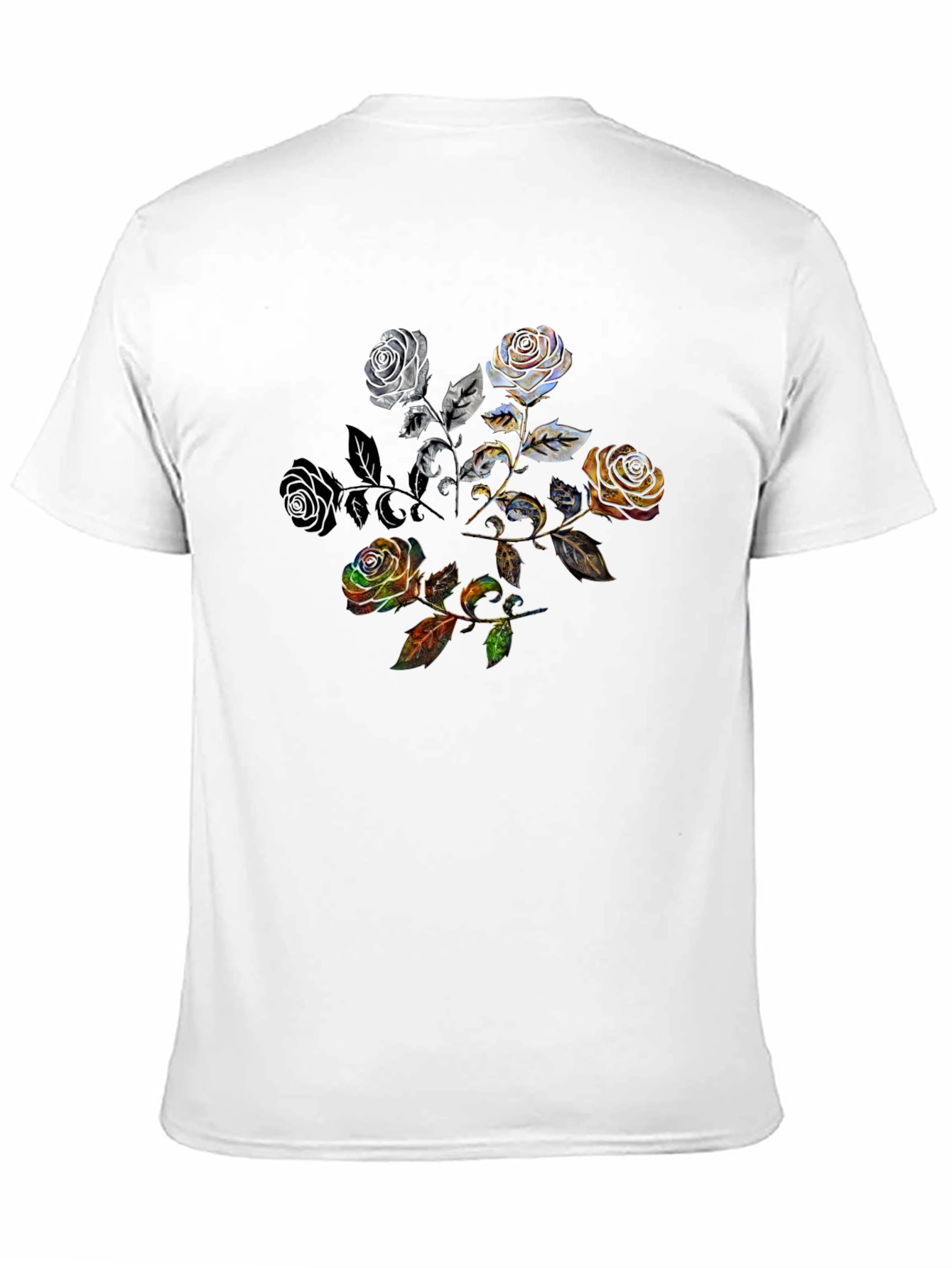 Floral Rose Graphic Black Tee
