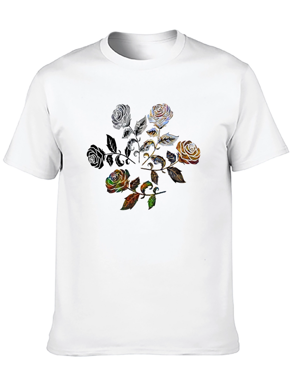 Floral Rose Graphic Black Tee