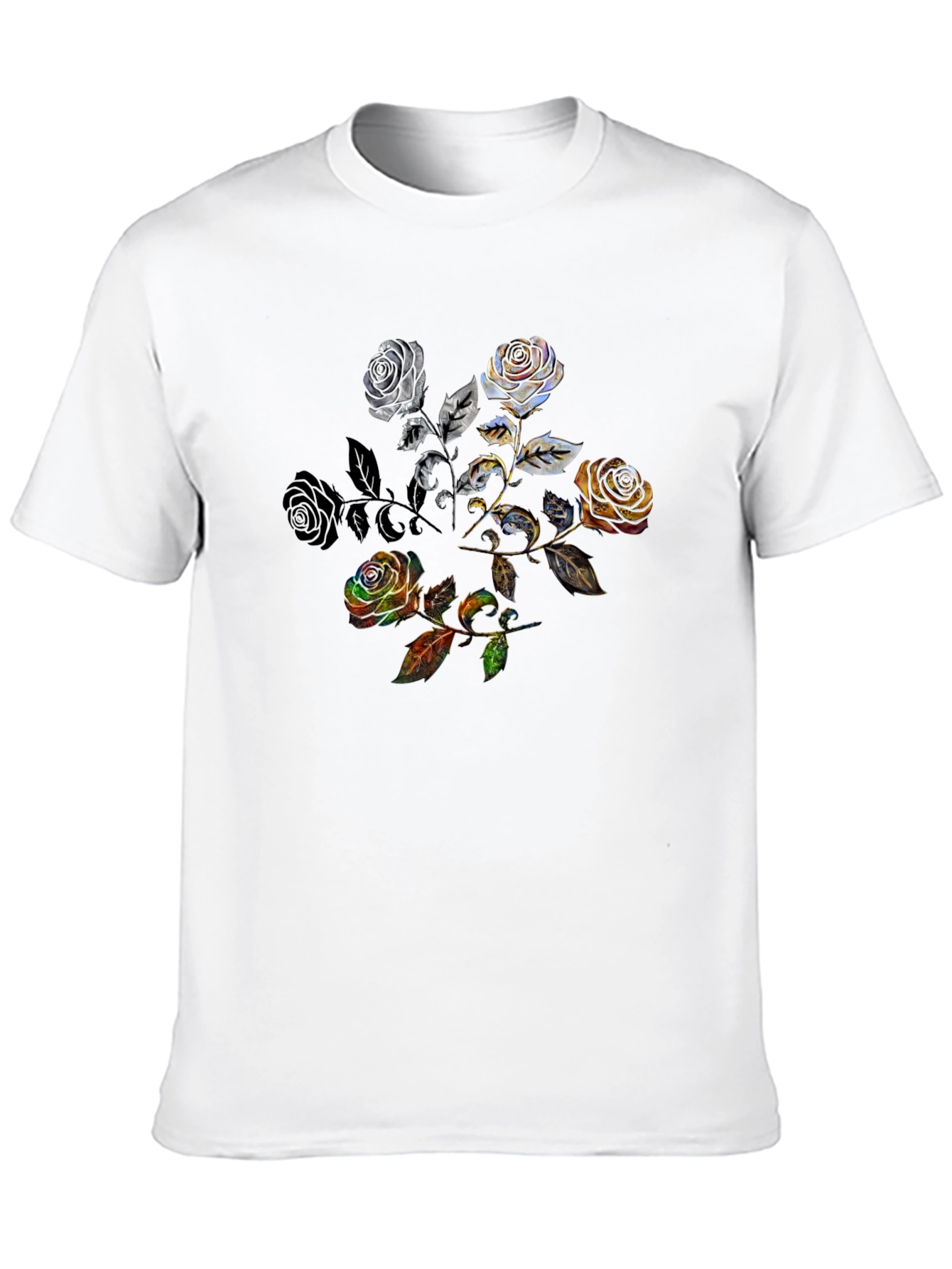 Floral Rose Graphic Black Tee