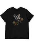 Floral Rose Graphic Black Tee