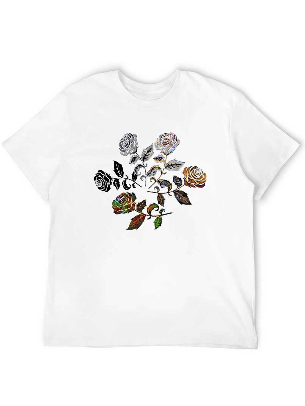 Floral Rose Graphic Black Tee