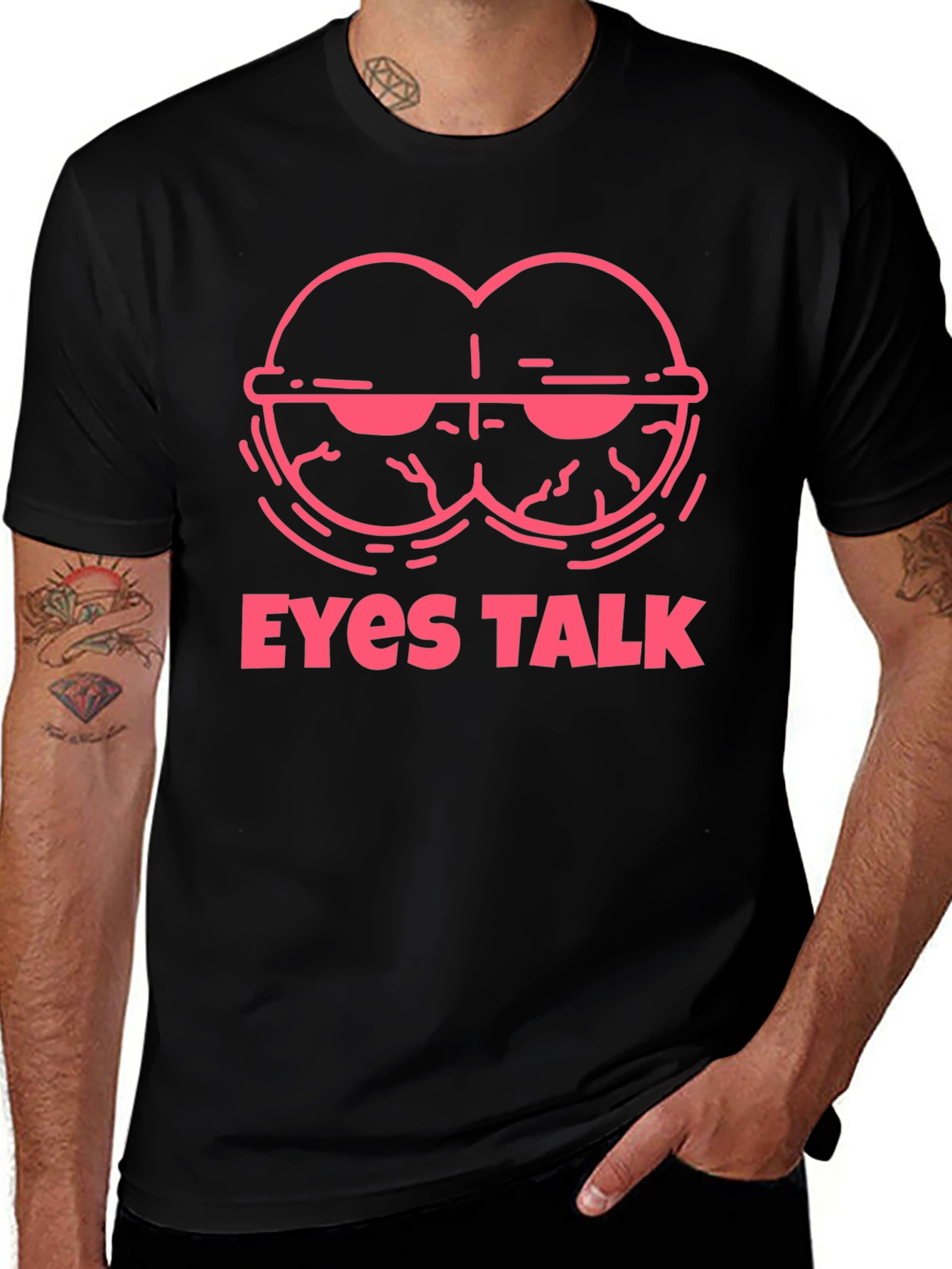 Eyes Talk Graphic Tee - Cool Black T-Shirt