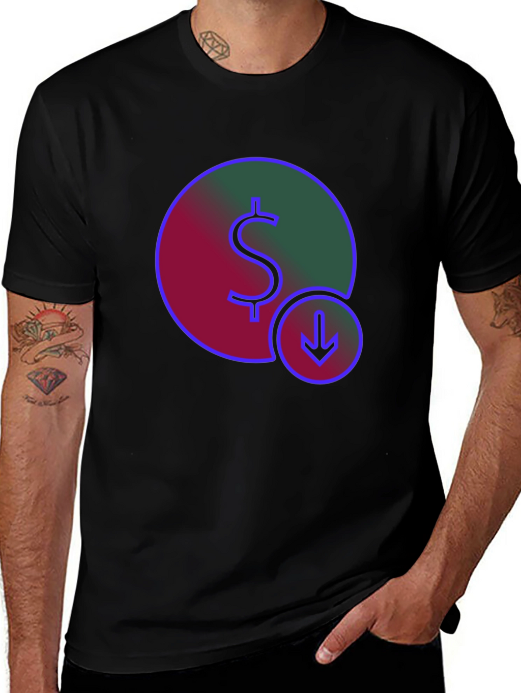Dollar Down Trend Graphic T-Shirt