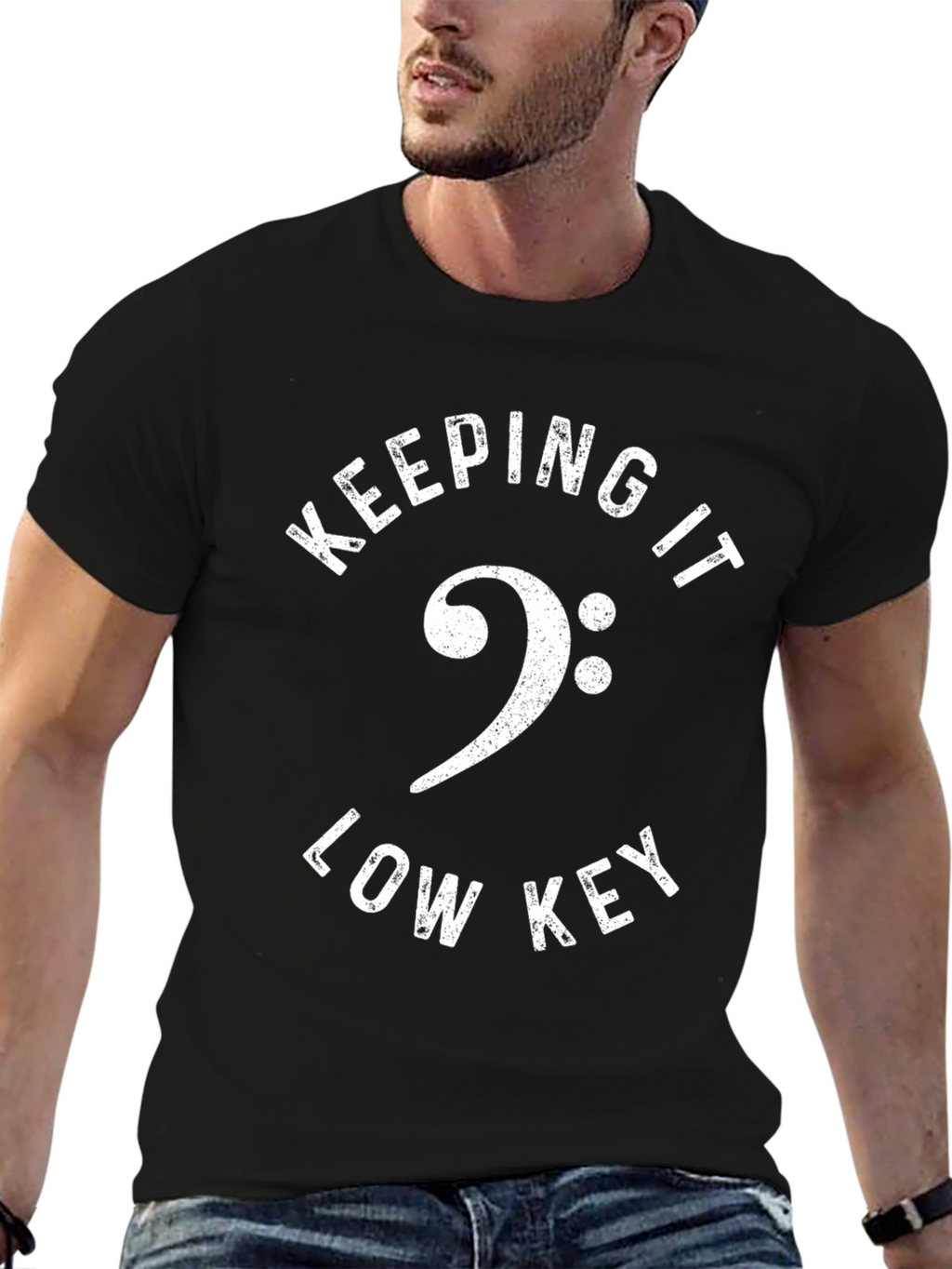 Keeping It Low Key Bass Clef Black T-Shirt