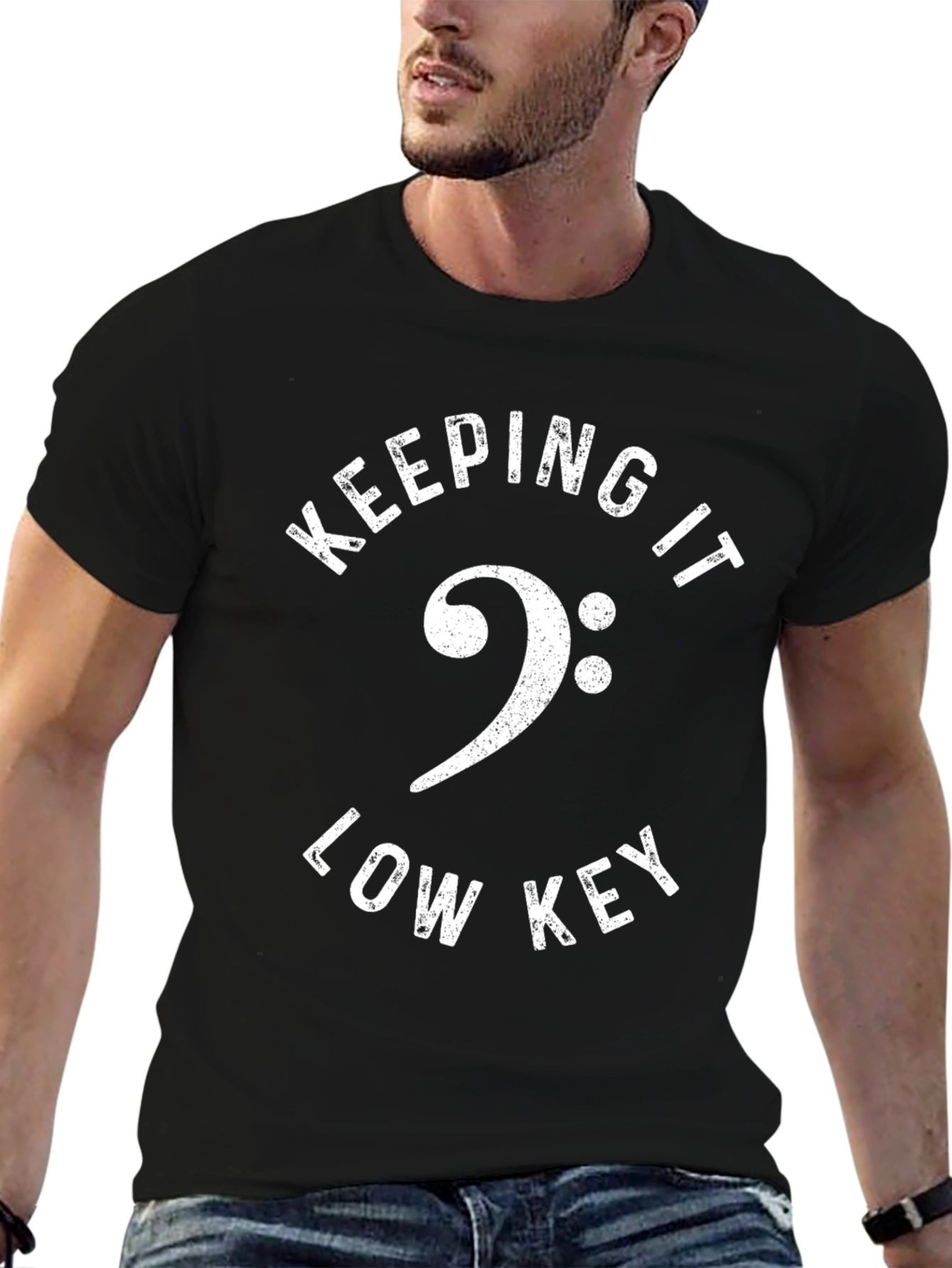 Keeping It Low Key Bass Clef Black T-Shirt
