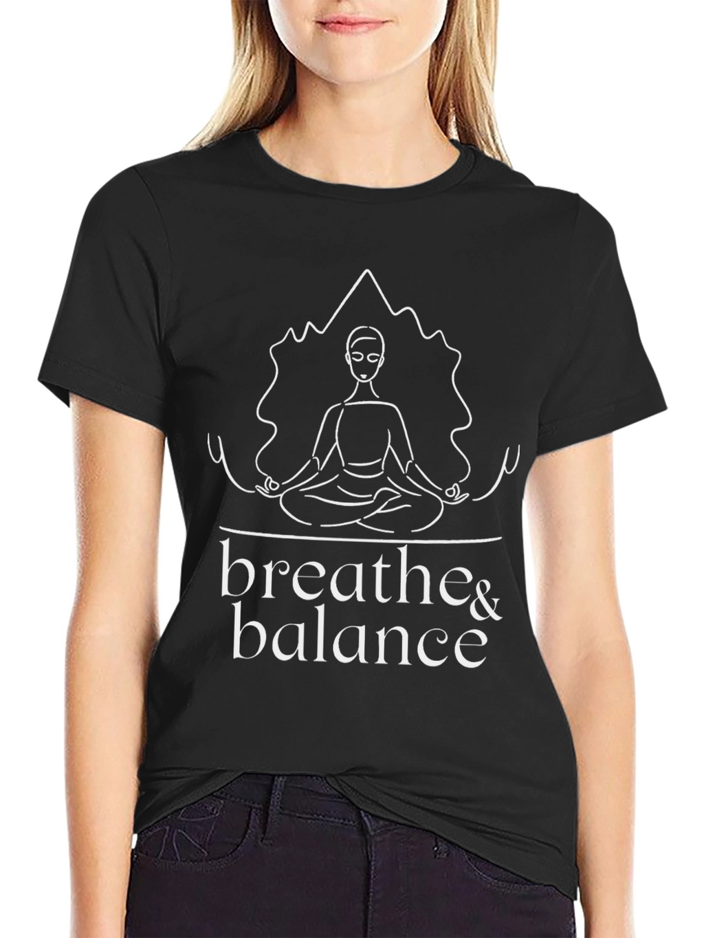 Breathe & Balance Black T-Shirt - Meditation Yoga Tee