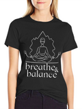 Breathe & Balance Black T-Shirt - Meditation Yoga Tee