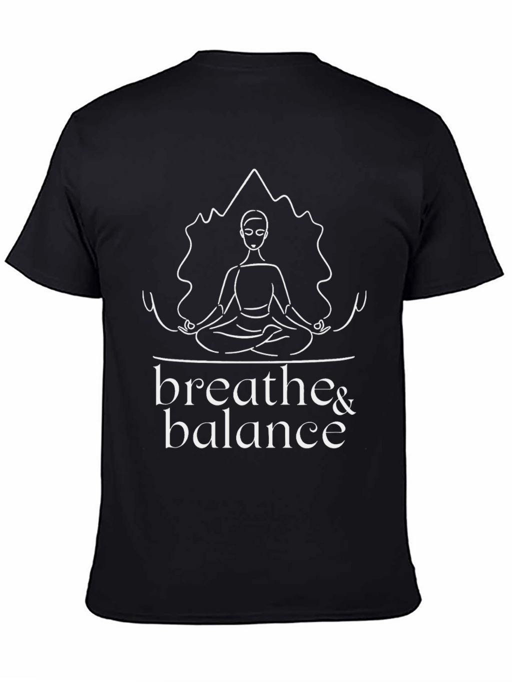 Breathe & Balance Black T-Shirt - Meditation Yoga Tee