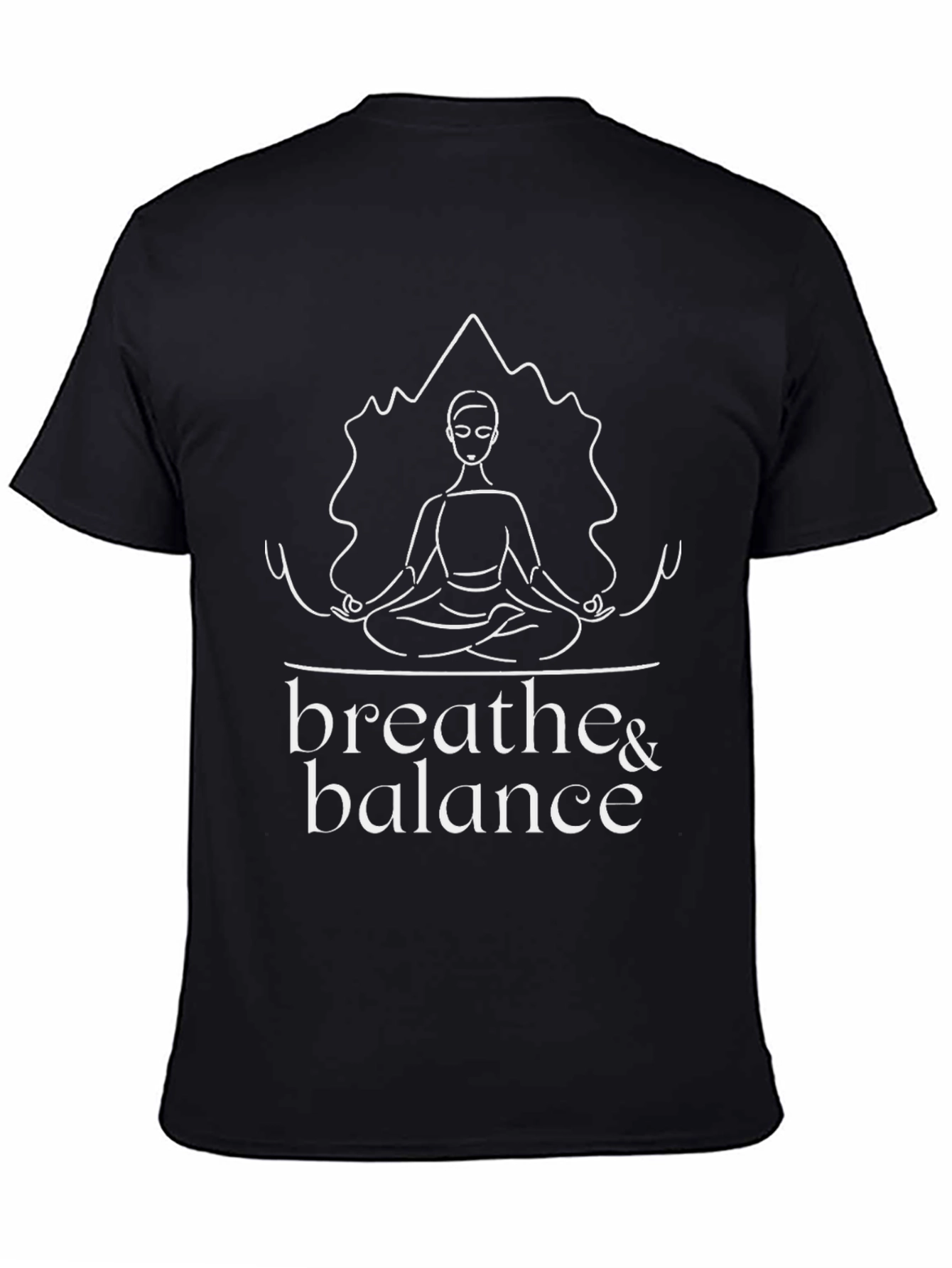 Breathe & Balance Black T-Shirt - Meditation Yoga Tee