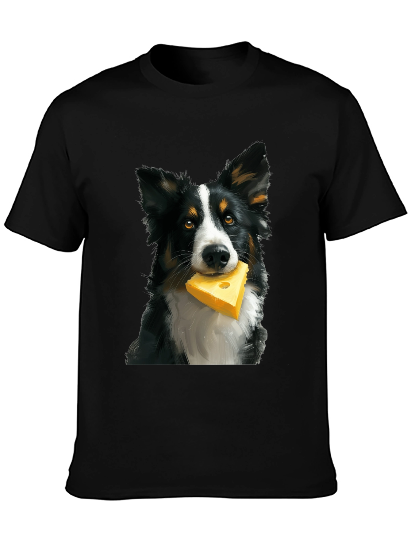 Dog & Cheese Graphic Tee - Black Cotton Casual Shirt