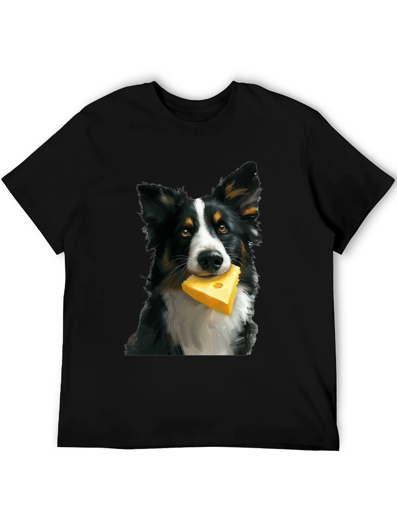 Dog & Cheese Graphic Tee - Black Cotton Casual Shirt