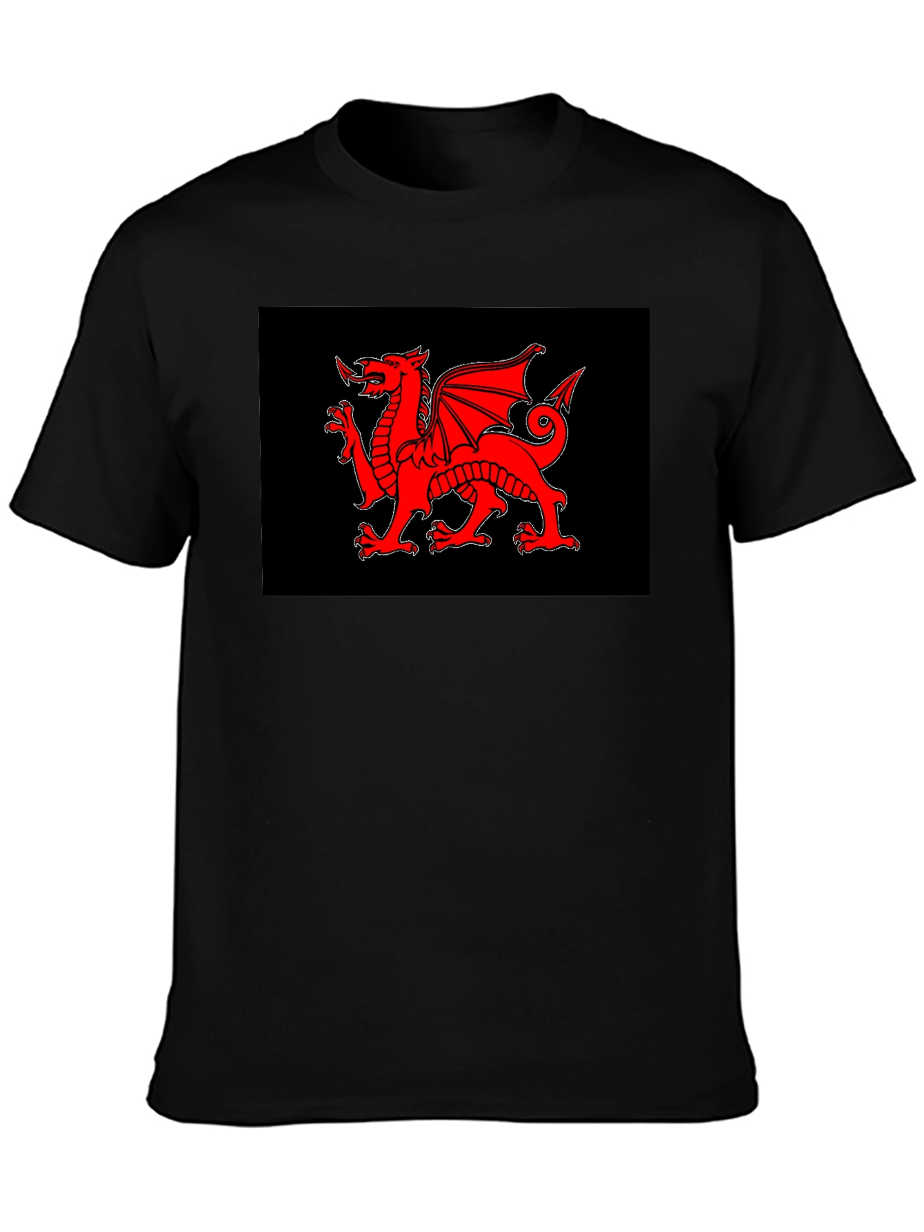 Welsh Dragon Black T-Shirt - Cymru Red Dragon Wales