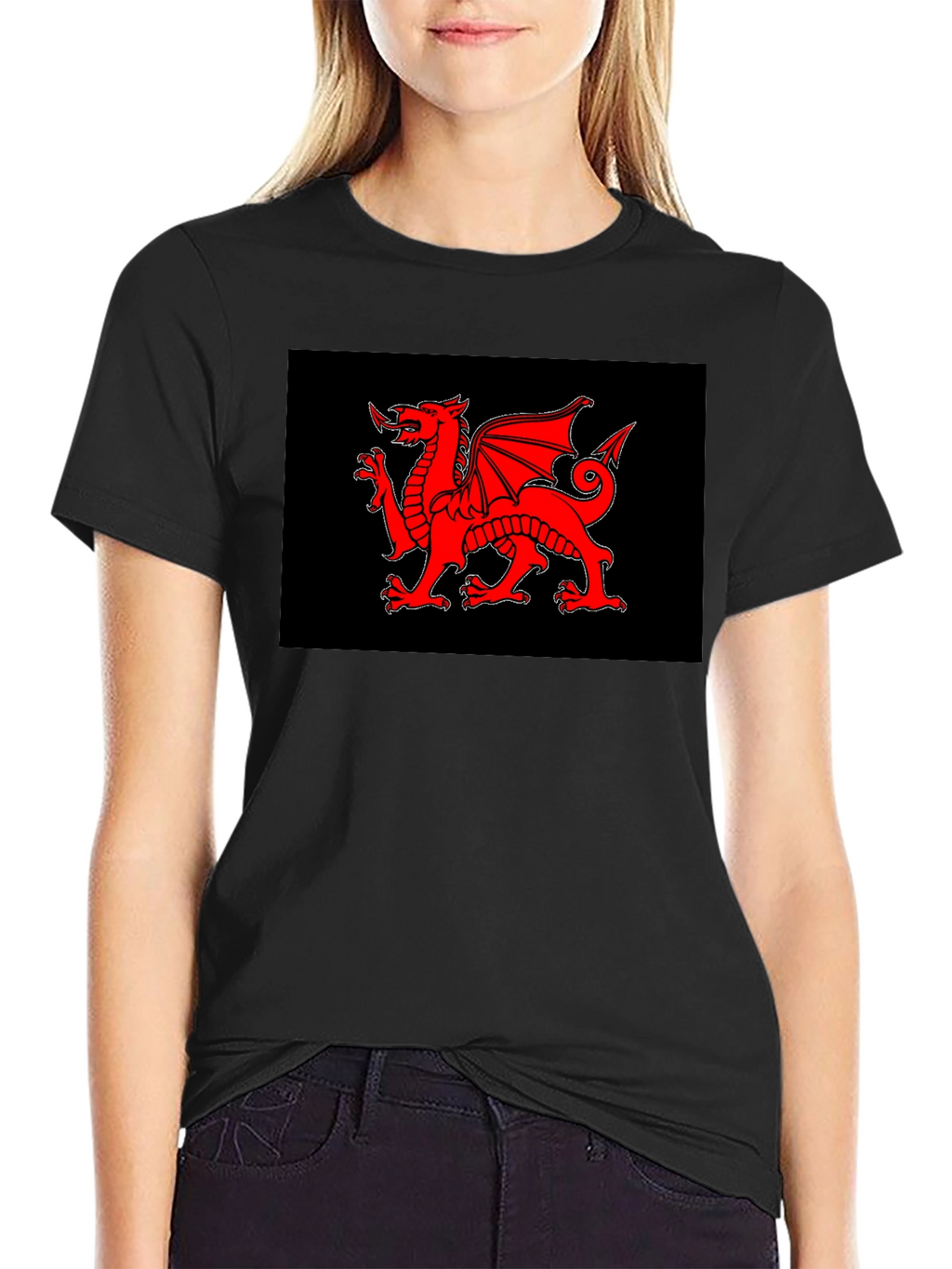 Welsh Dragon Black T-Shirt - Cymru Red Dragon Wales