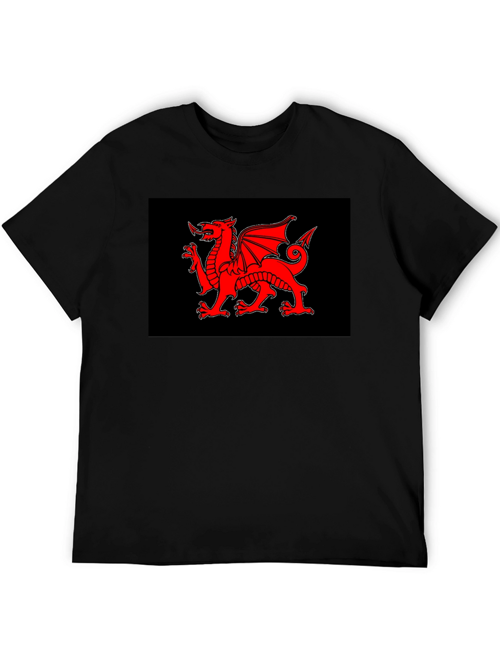 Welsh Dragon Black T-Shirt - Cymru Red Dragon Wales