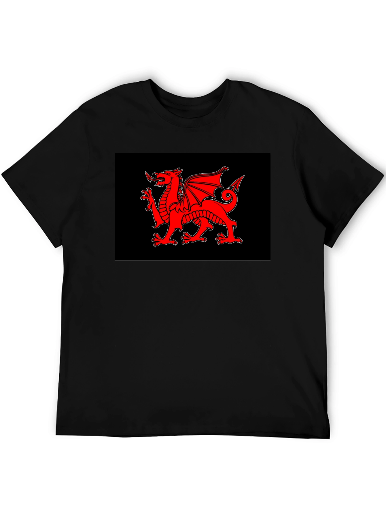Welsh Dragon Black T-Shirt - Cymru Red Dragon Wales