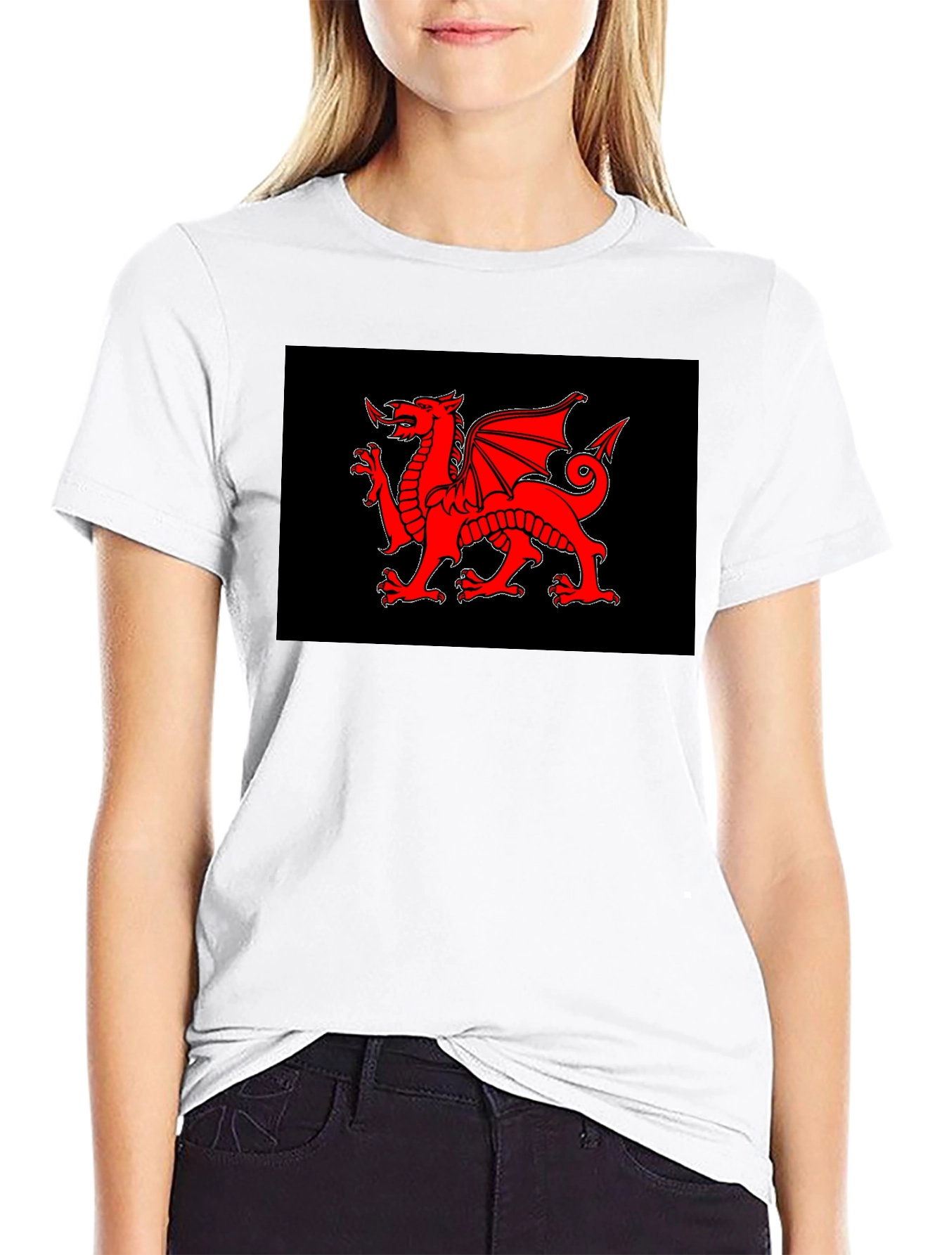 Welsh Dragon Black T-Shirt - Cymru Red Dragon Wales