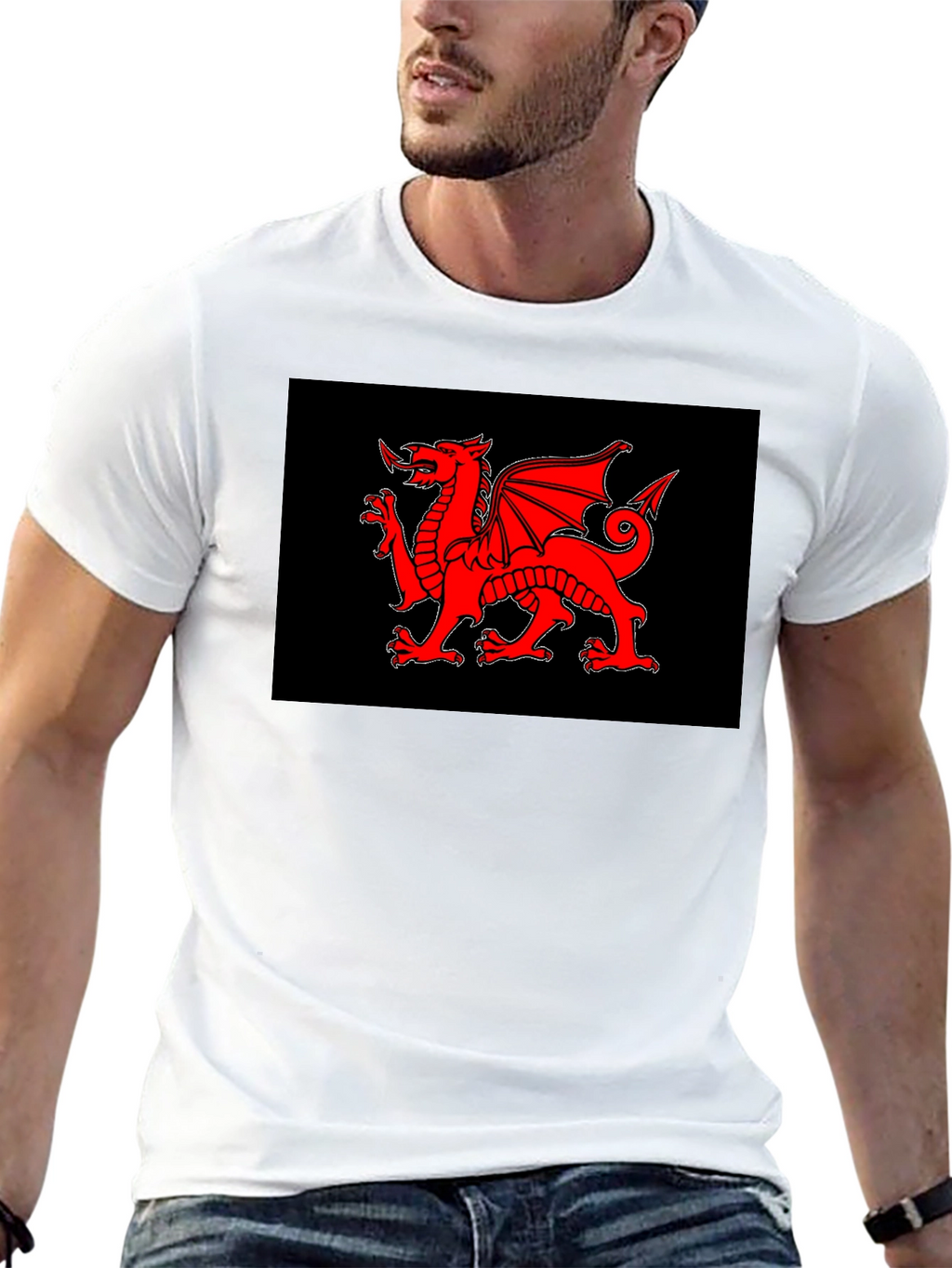 Welsh Dragon Black T-Shirt - Cymru Red Dragon Wales