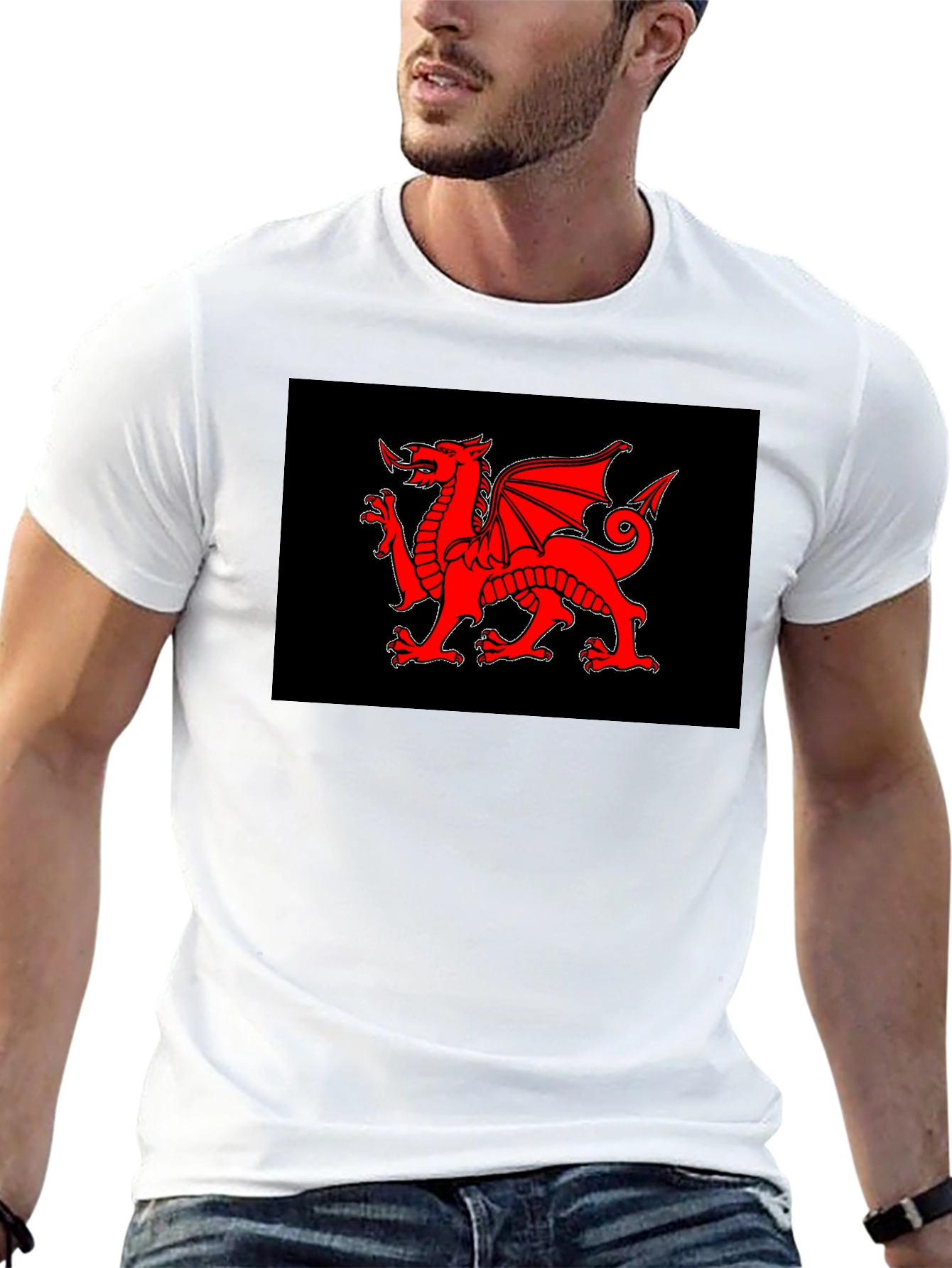 Welsh Dragon Black T-Shirt - Cymru Red Dragon Wales