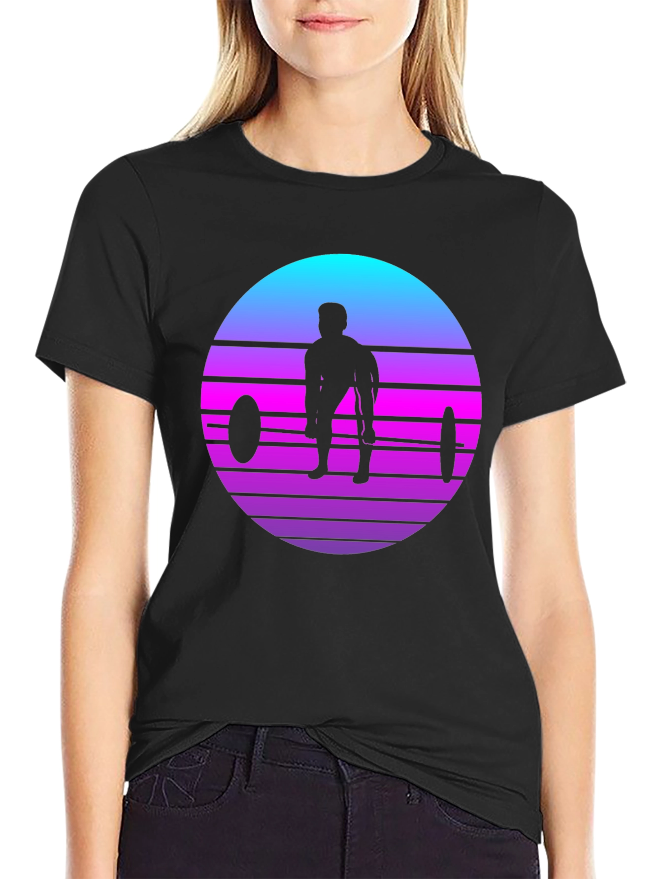 Retro Weightlifting Sunset T-Shirt