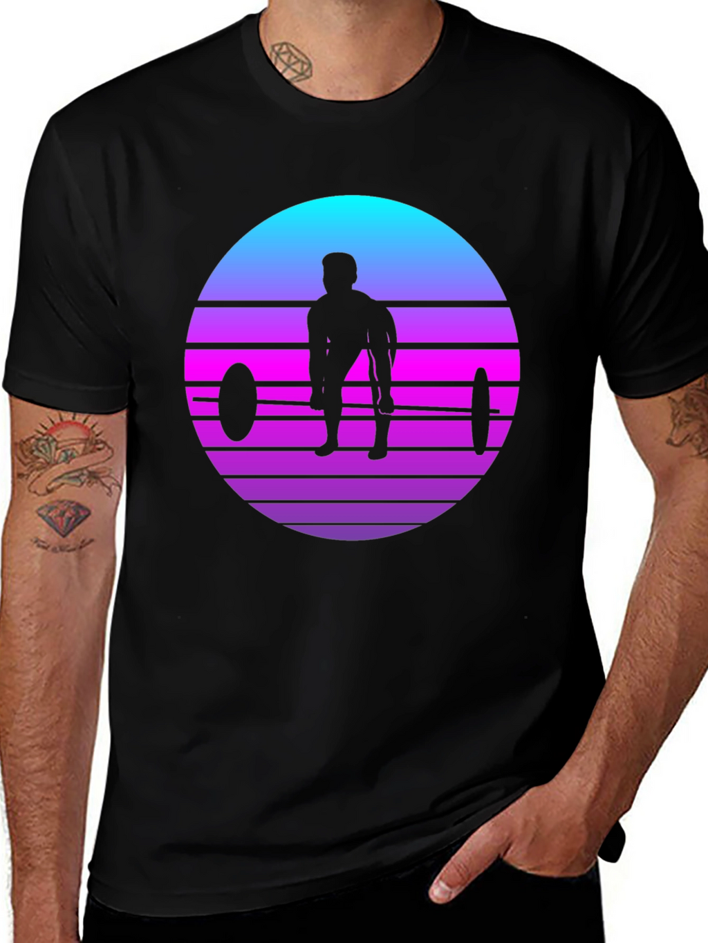Retro Weightlifting Sunset T-Shirt