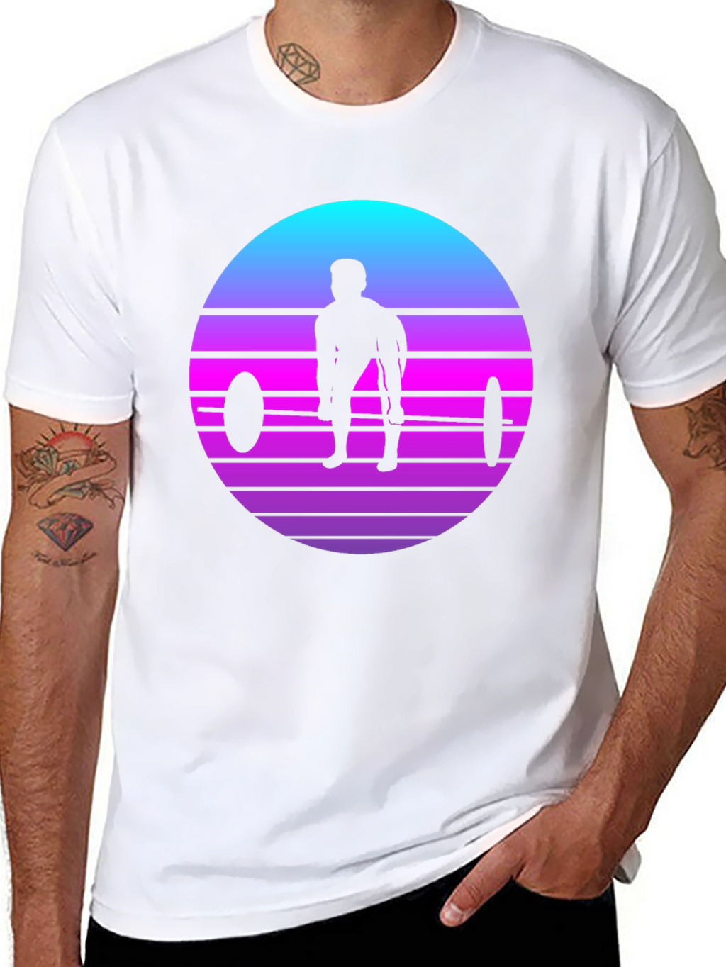 Retro Weightlifting Sunset T-Shirt