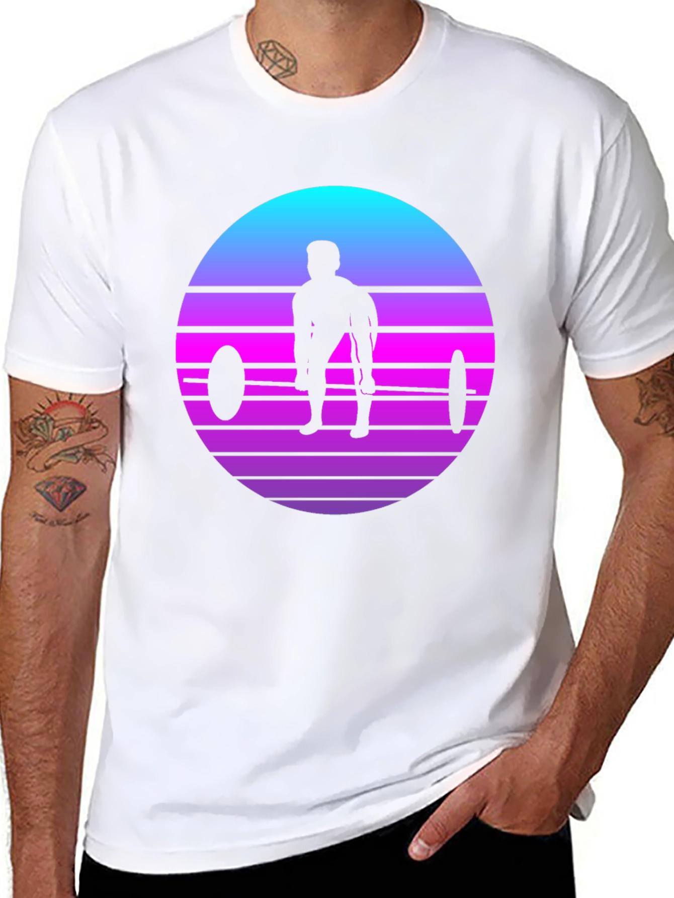 Retro Weightlifting Sunset T-Shirt