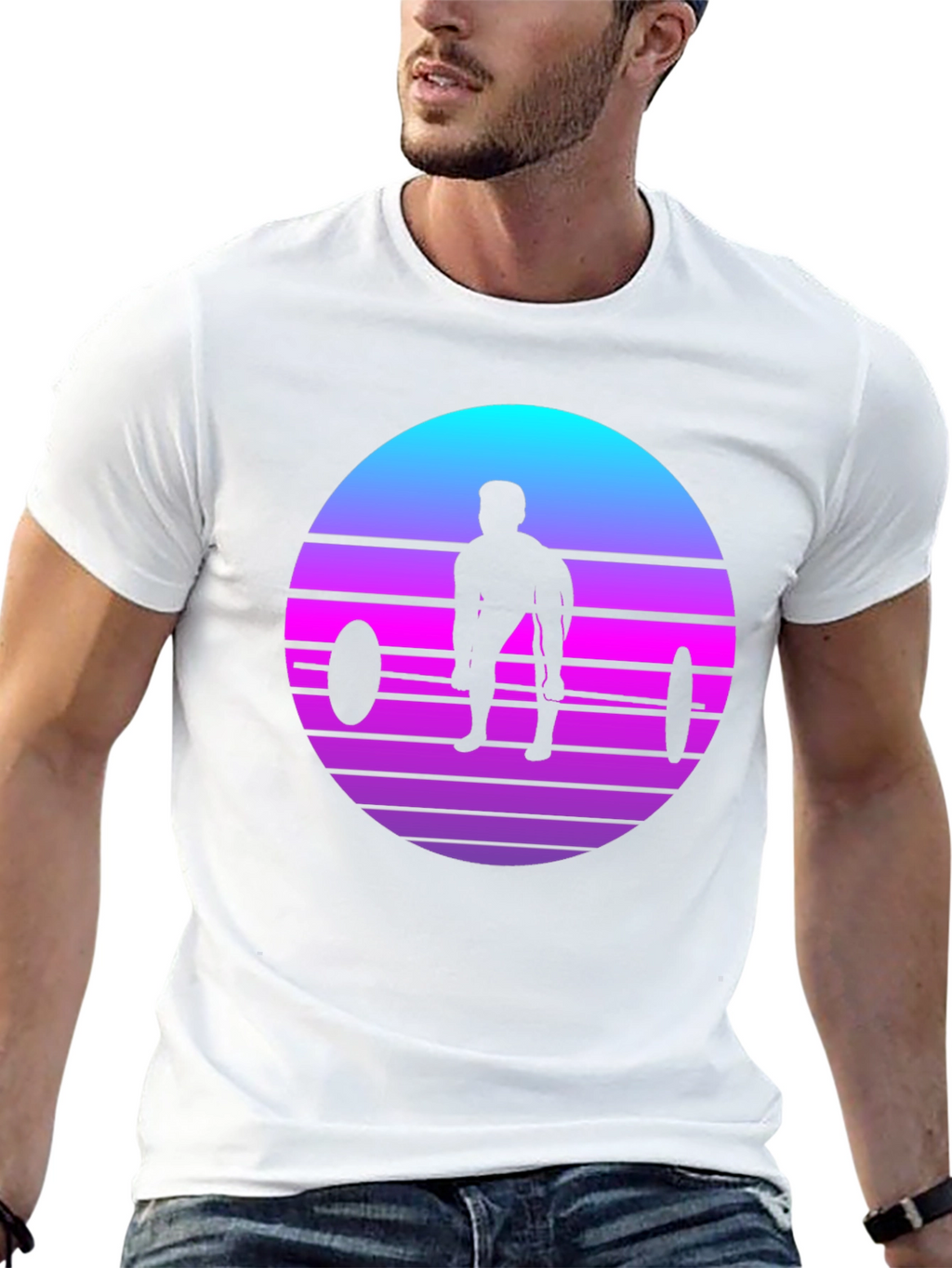 Retro Weightlifting Sunset T-Shirt