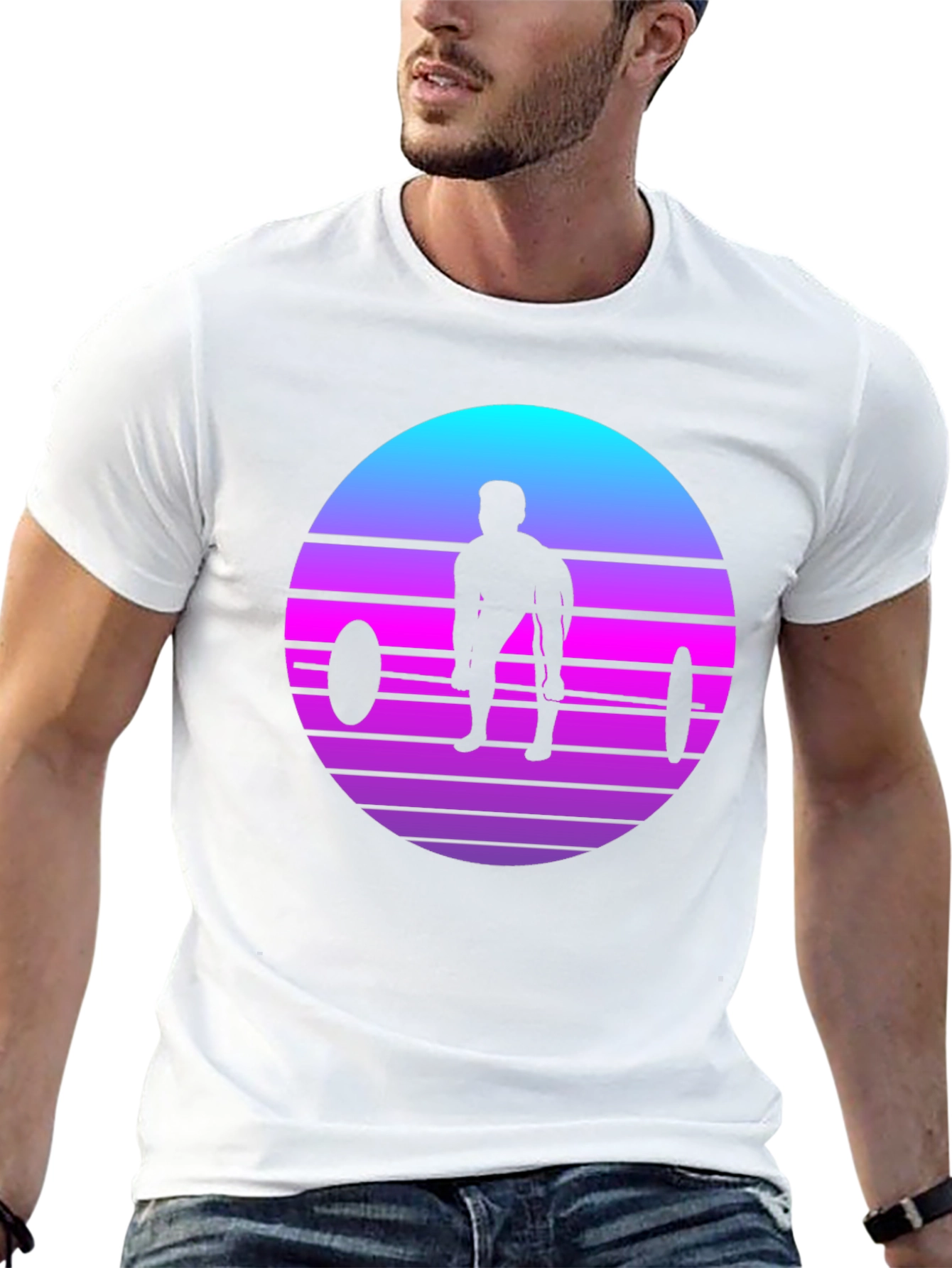 Retro Weightlifting Sunset T-Shirt