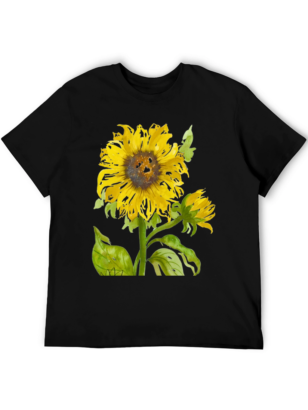 Sunflower Graphic Print Black T-Shirt