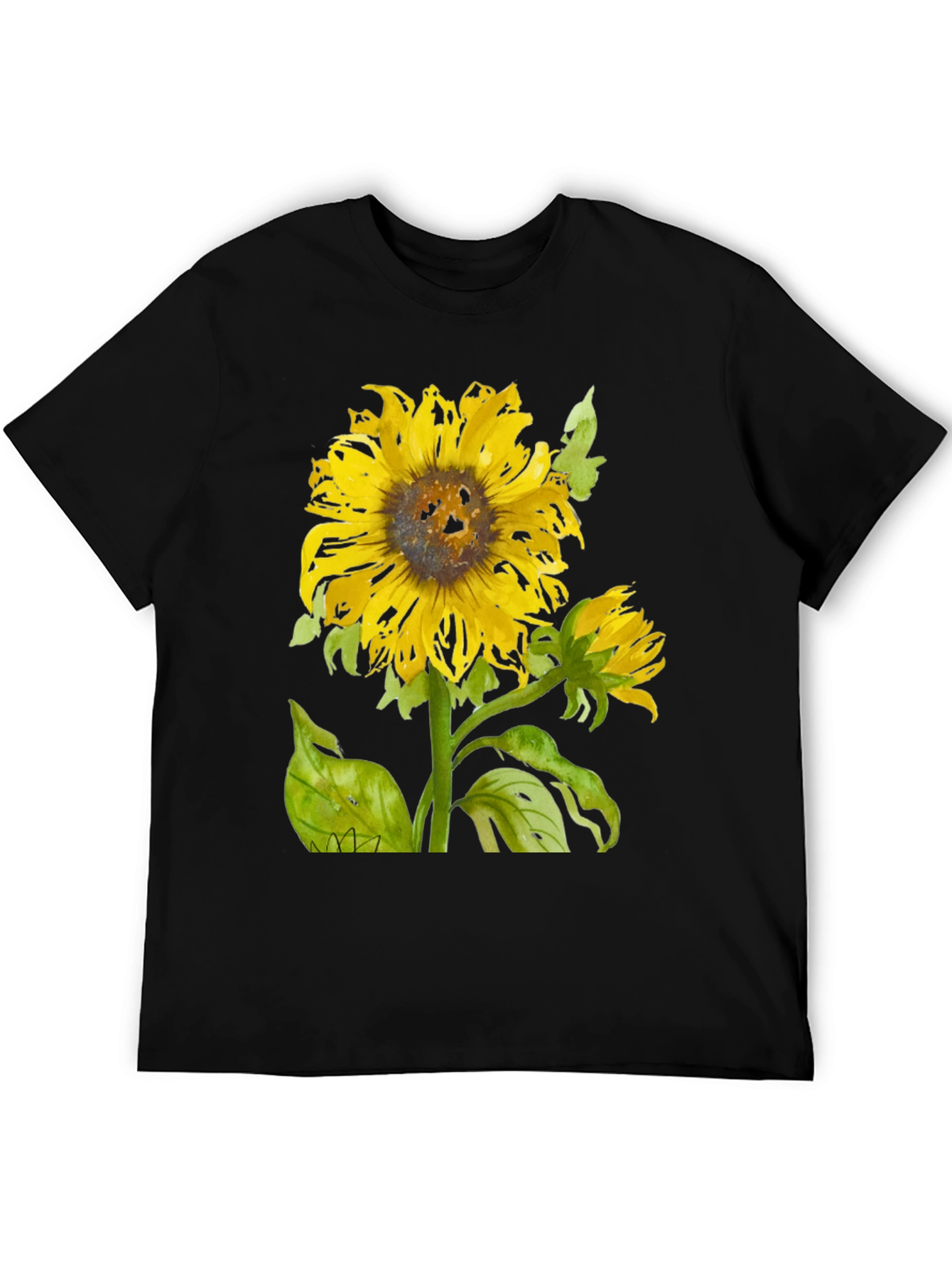 Sunflower Graphic Print Black T-Shirt