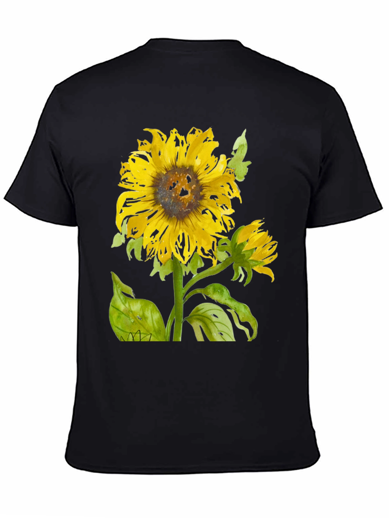 Sunflower Graphic Print Black T-Shirt