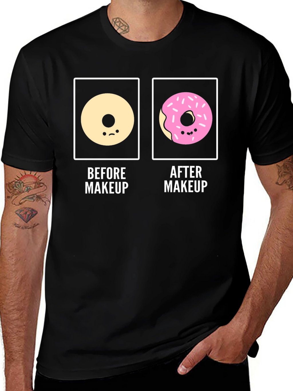 Donut Before & After Makeup Funny T-Shirt