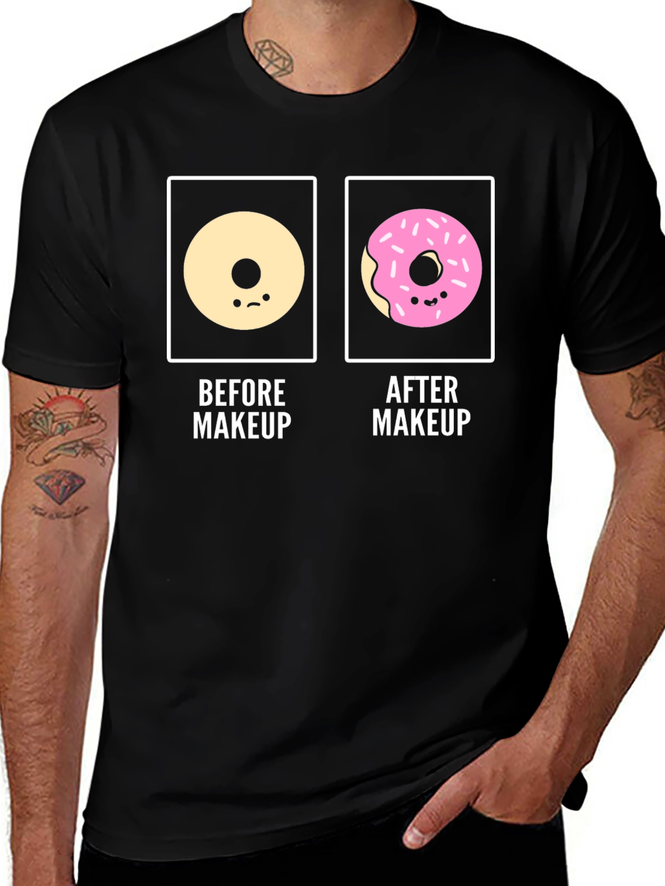 Donut Before & After Makeup Funny T-Shirt