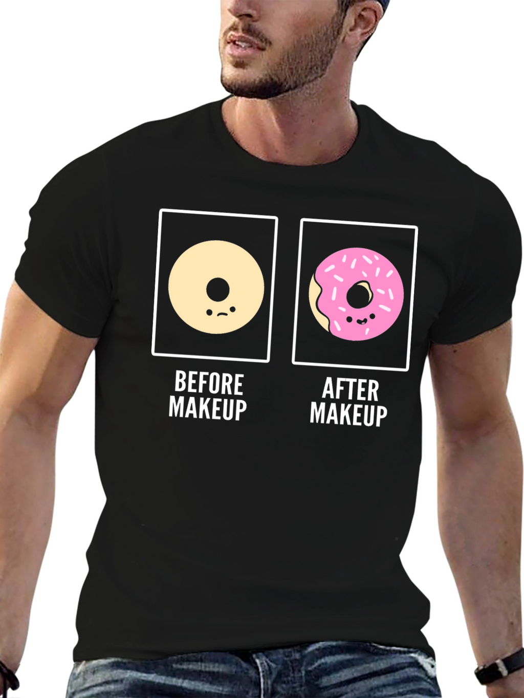 Donut Before & After Makeup Funny T-Shirt
