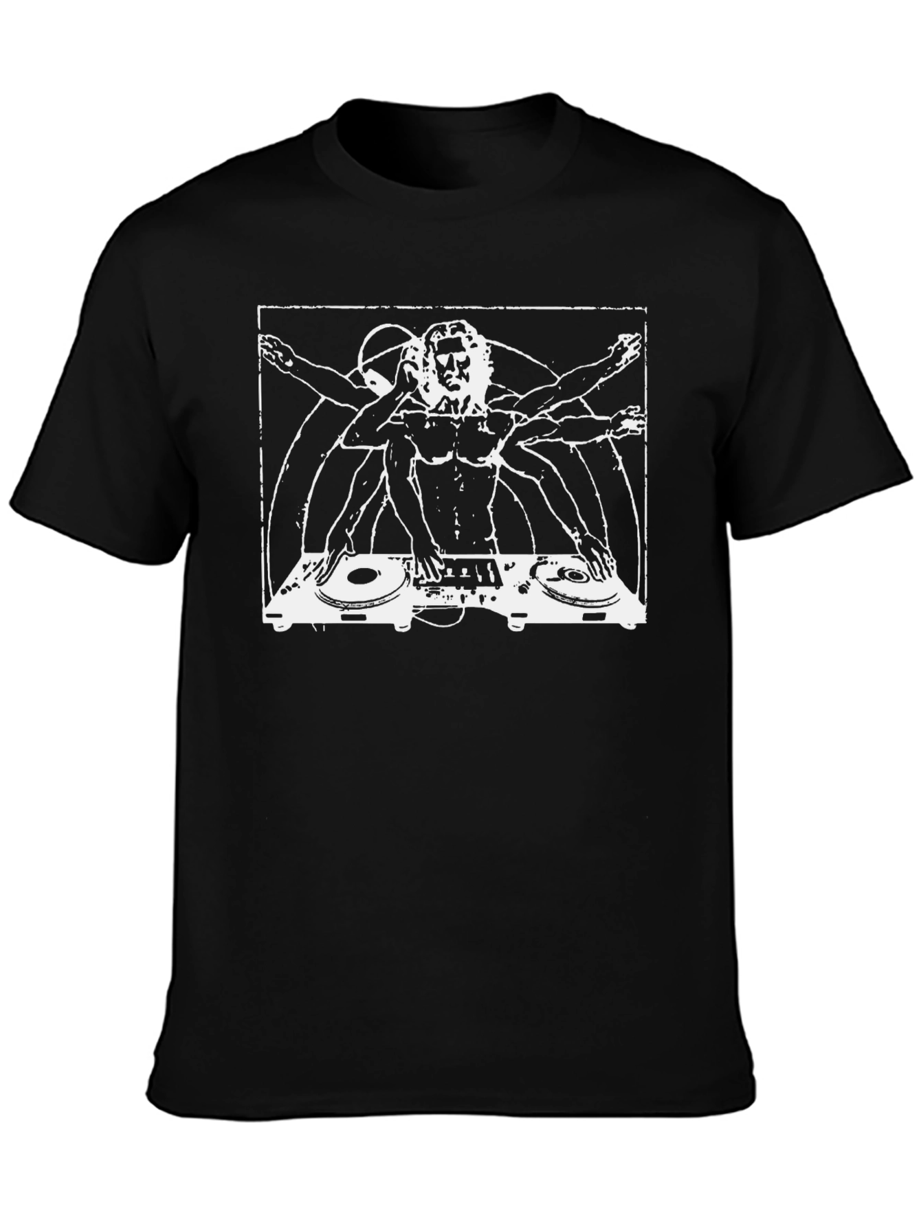 DJ Vitruvian Man Graphic T-Shirt - Black